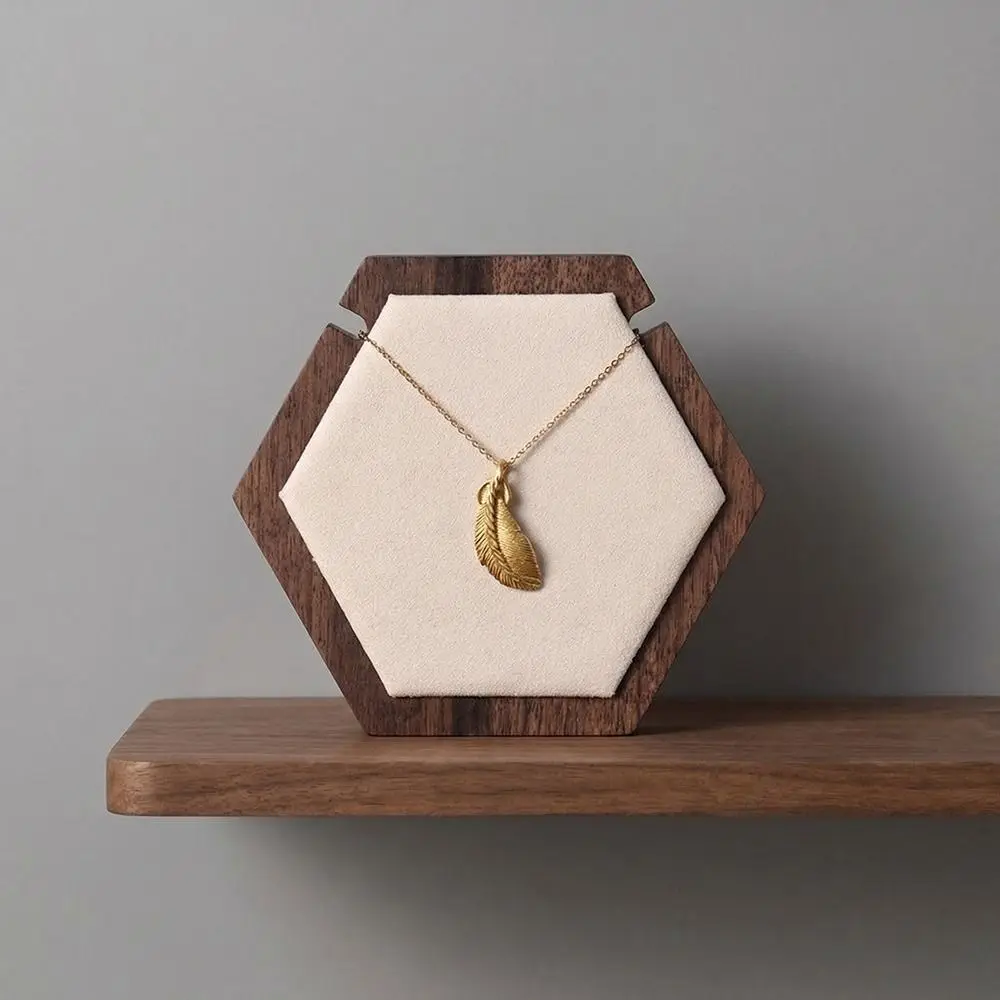 Geometric Designs Space-Saving Pendant Holder Easy Assembly Vintage Jewelry Stand Wood Velvets Jewelry Holder Showcase