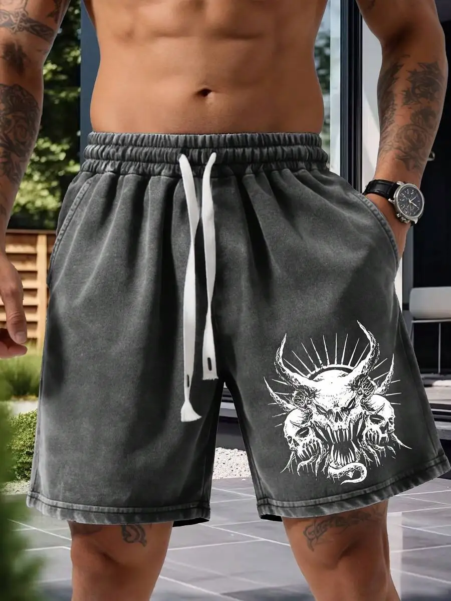 

Mens Casual Printed Shorts Cotton Polyester Drawstring Waist Regular Fit Summer