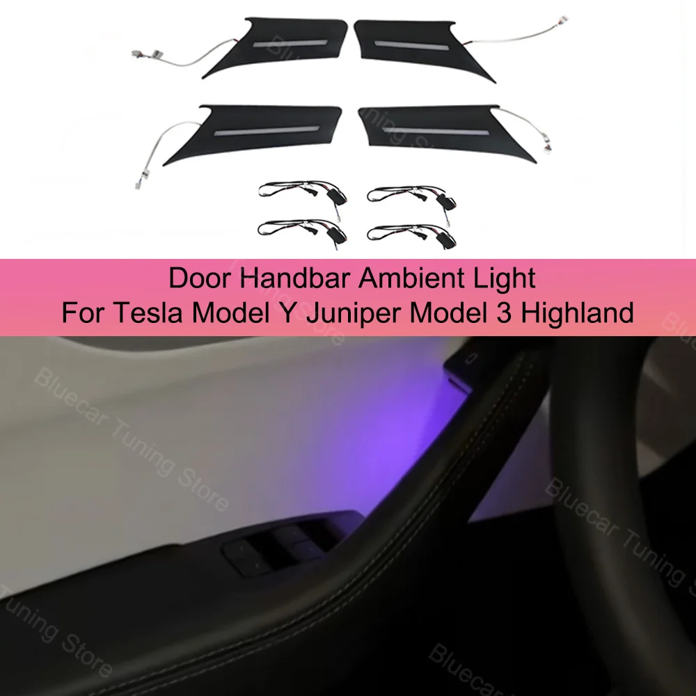 

Car Door Handle Atmosphere Light For Tesla Model Y Juniper Model 3 Highland 2023-2025 LED Interior Ambient Lamp