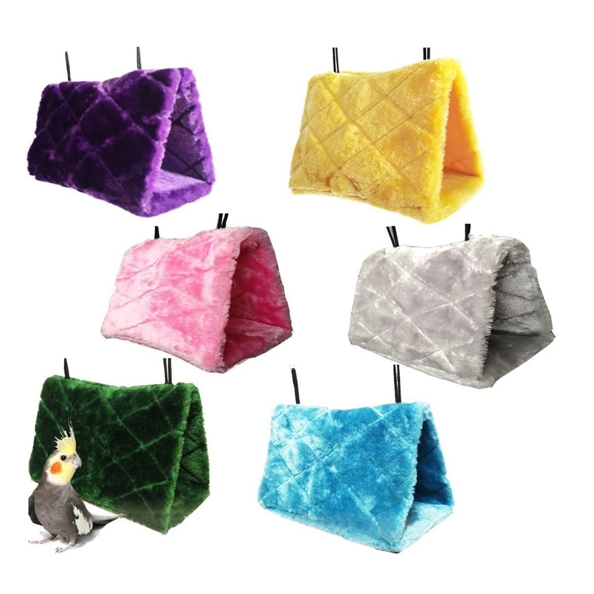 

Fuzzy Nest Hammock Cotton Bed Warm Insulated Pet for Parrots 18cmx10cmx12.5cm S Size Lint Material Winter Shelter Animal