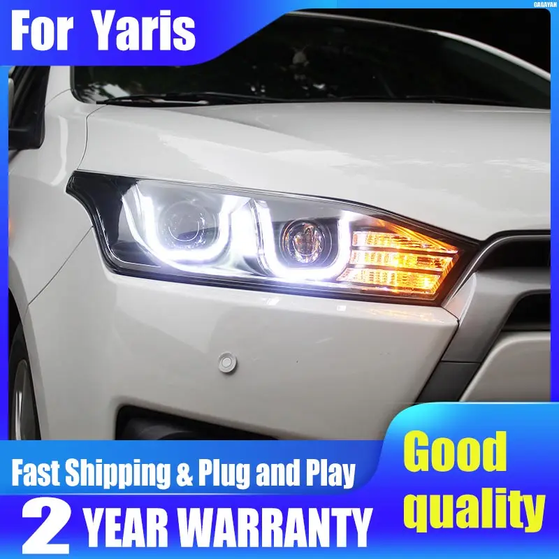 For Toyota Yaris Headlights 2013-2016 Yaris L LED Headlight LED DRL Hid Bi Xenon Auto Accessories Head Lamp