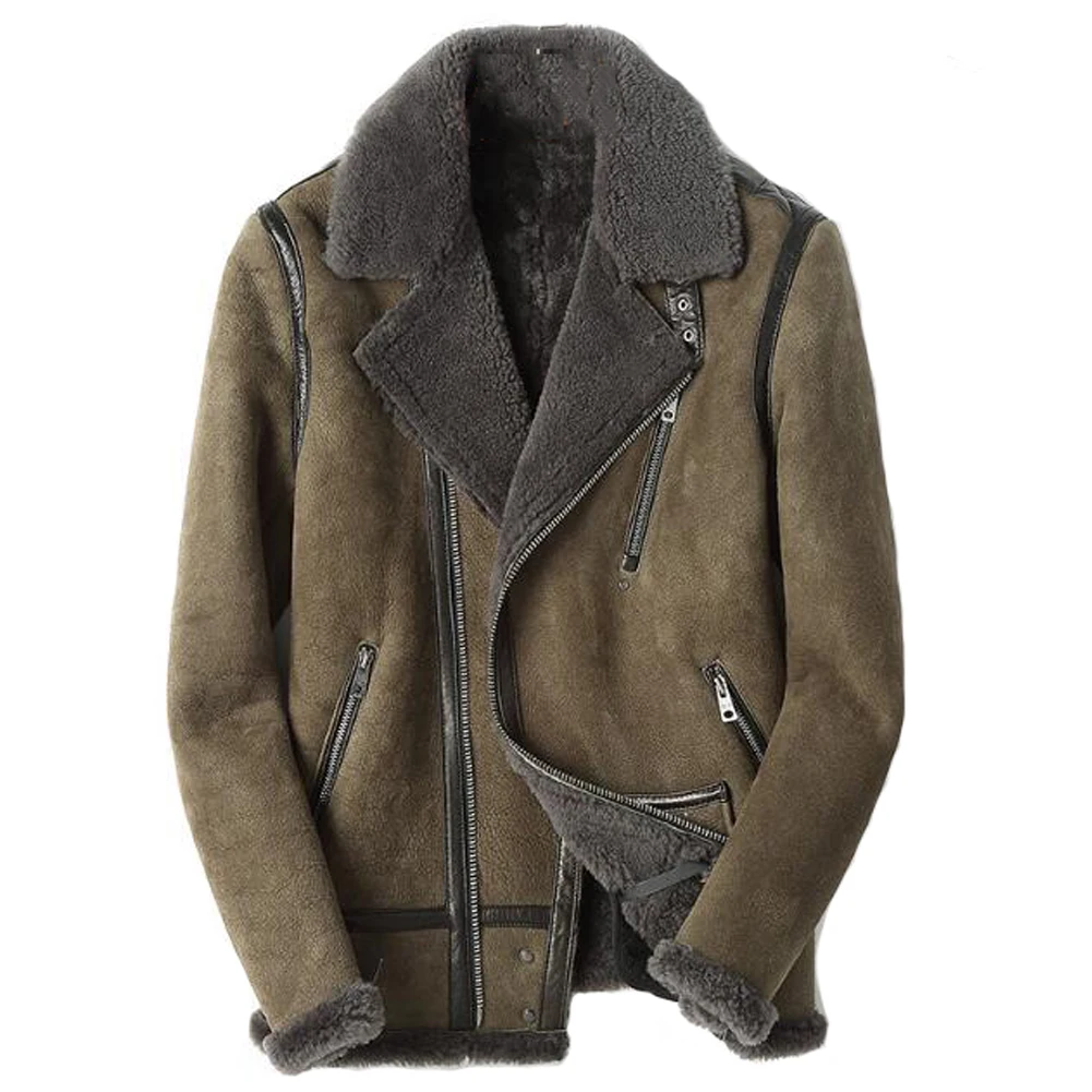 

Denny&Dora Mens Shearling Collar Jacket Mens Brown Shearling Jacket Short Sheepskin Coat For Men