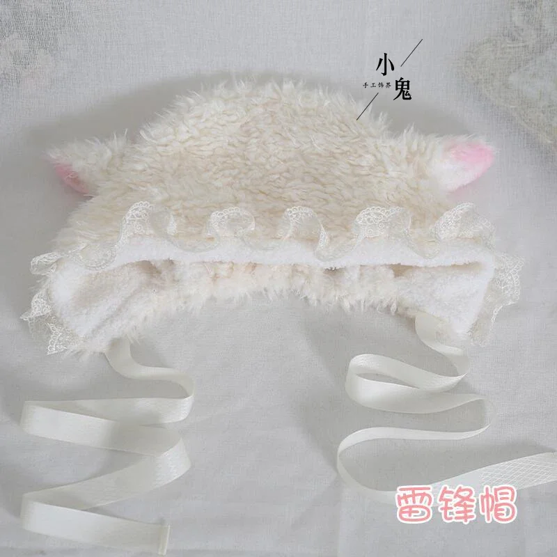 Cute Girls Hats elegant Little lovely Earmuff Kawaii Lolita Headwear Beanies Hat Handmade Furry Women Hat