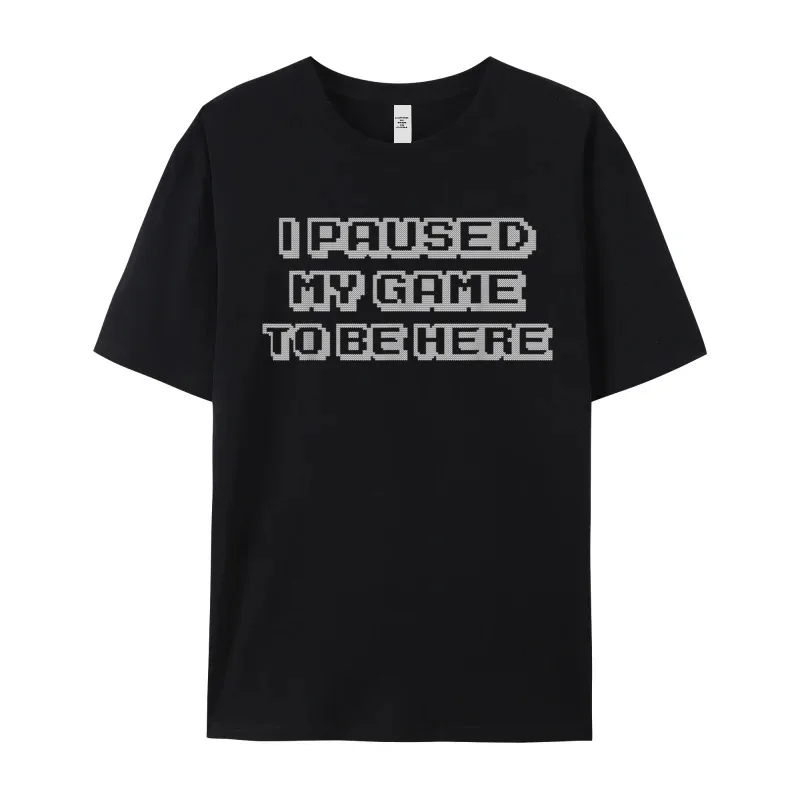 I Paused My Game To Christmas Pure Cotton O-Neck Tops Tees Short Sleeve Printing Tee-Shirt Classic Slogan Tshirts