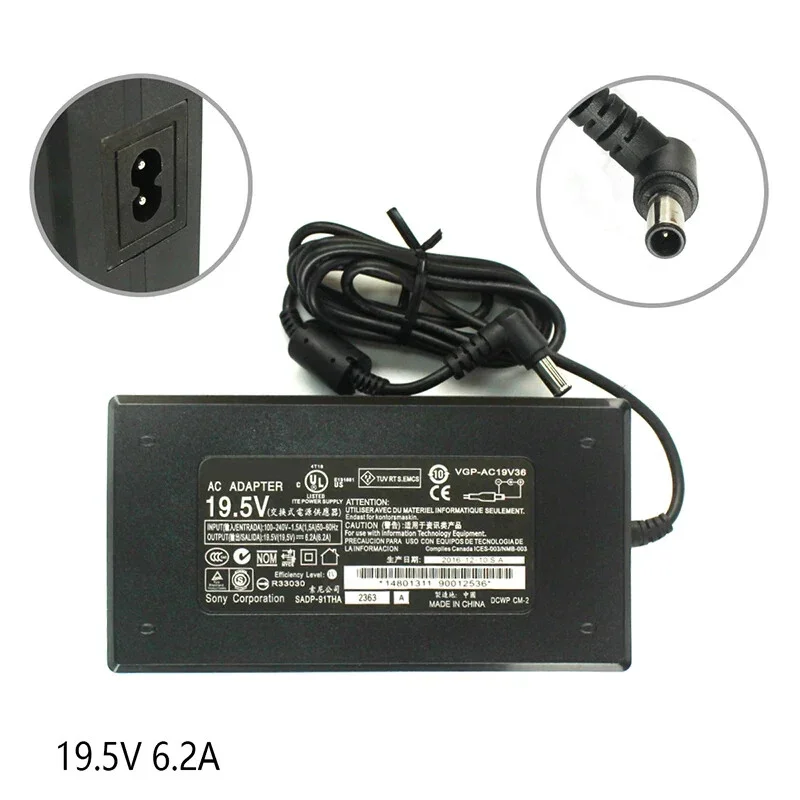 Зарядное устройство 19,5 В, 6,2 А, 120 Вт для адаптера ЖК-телевизора Sony ACDP-120N01 ACDP-120N02