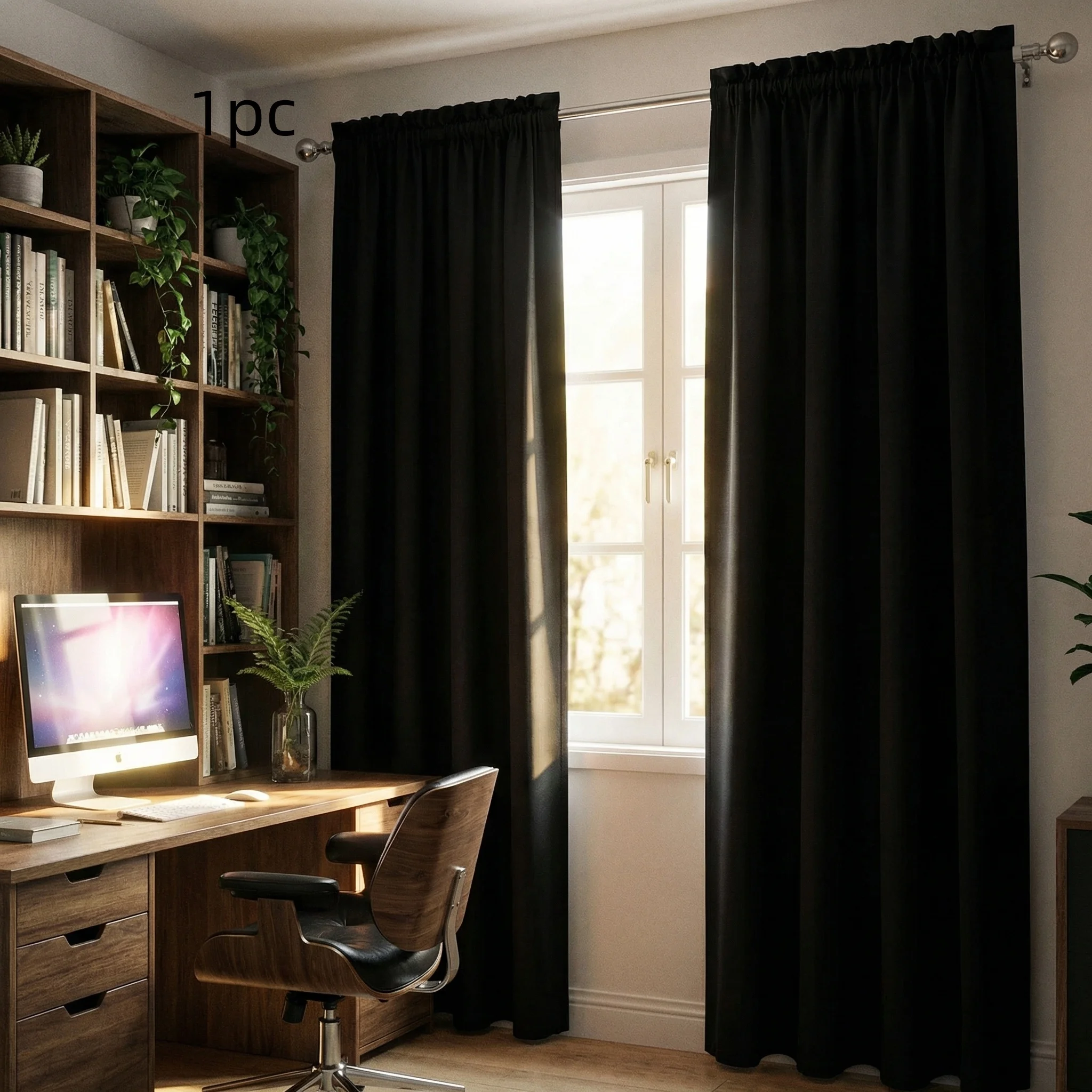1pc 100% Blackout Curtain with Black Backing Multi-Color Thermal Insulated Rod Pocket Drapes for Bedroom Living Room Home Decor