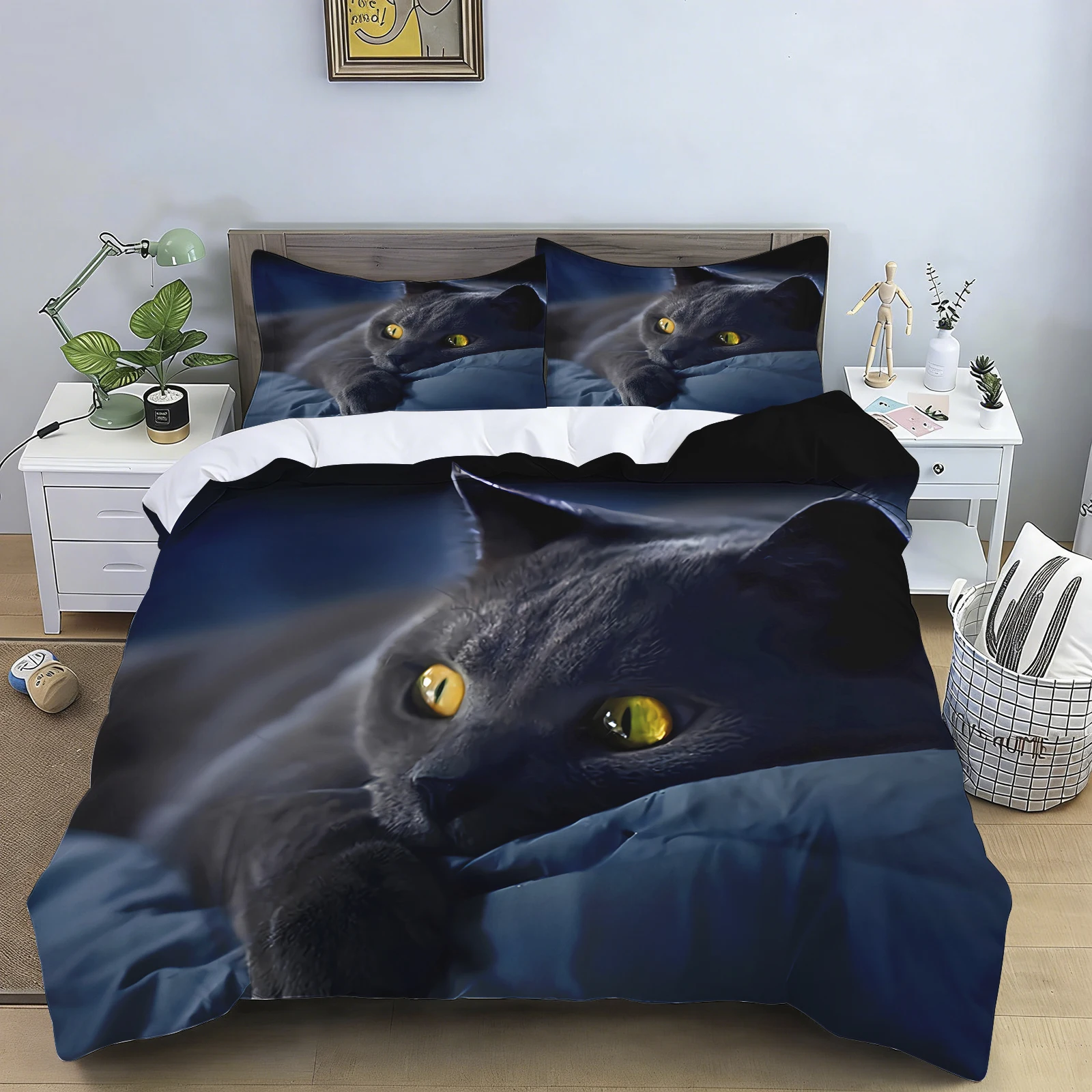 Cotton Black Cat Duvets Covers Duvet Cover Bed Bedding Set Couple 135X200cm Bed Quilt Comforter Sets 220x240 Double King Size