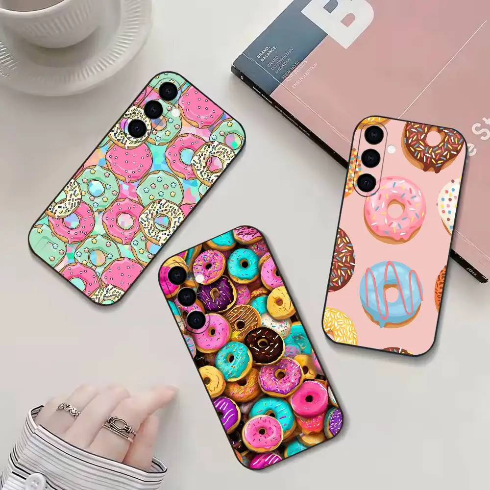 เคสโทรศัพท์โดนัทขนมหวานสำหรับ Samsung Galaxy A91,80,73,72,71,53,52,32,31,22,21s,20,เคสสีดำนุ่ม
