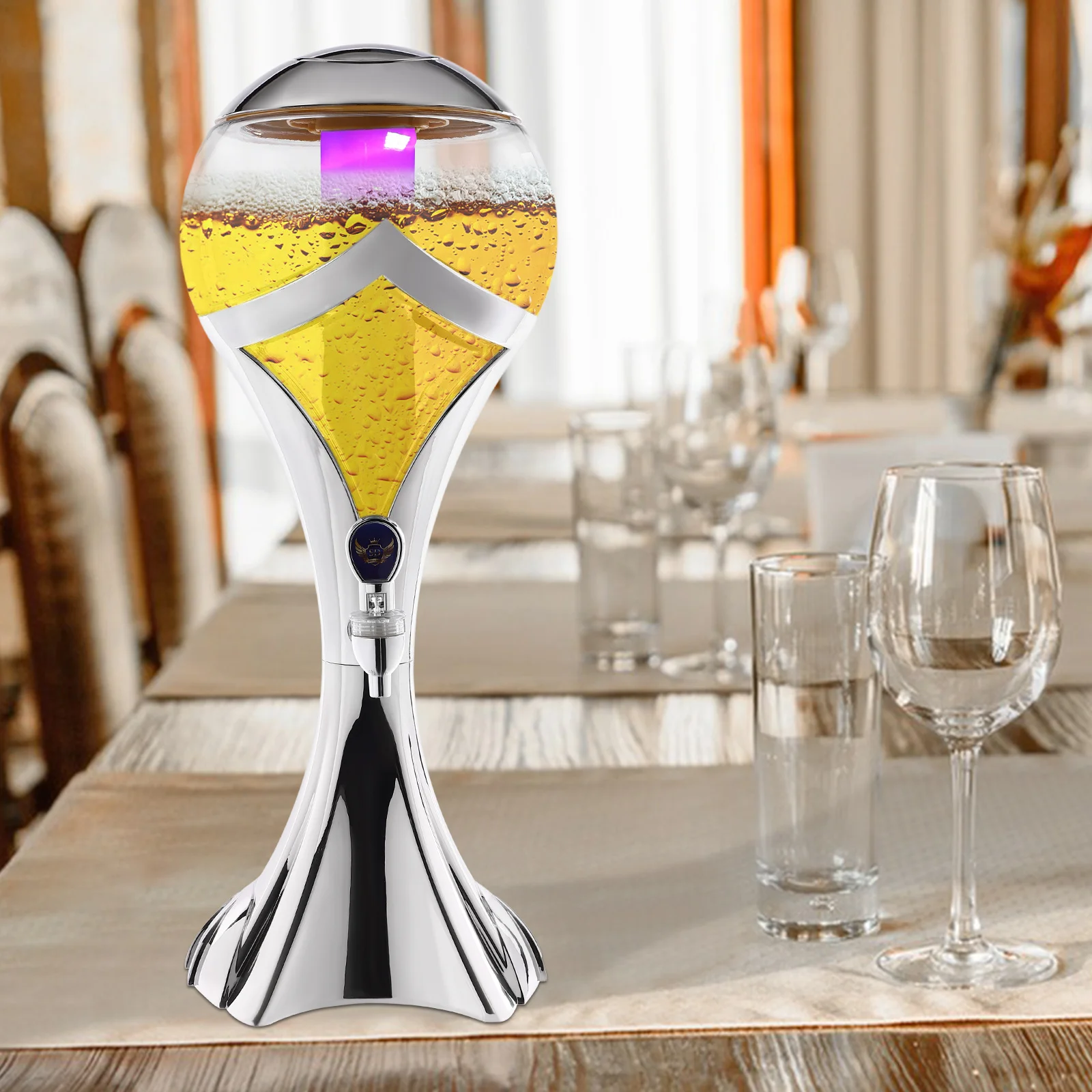 

3L ABS Beverage Dispenser with Ice Tube Large Capacity Wear Resistant Impact Resistant - Home Banquet Outdoor Party Wine Tasting