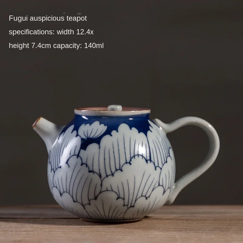 Blue-and-White Teapot Japanese Stoneware Cup Kung Fu Tea Household Ceramics Queen Sancai Cup Ceramic Tea Pot  Tea Set Siteel