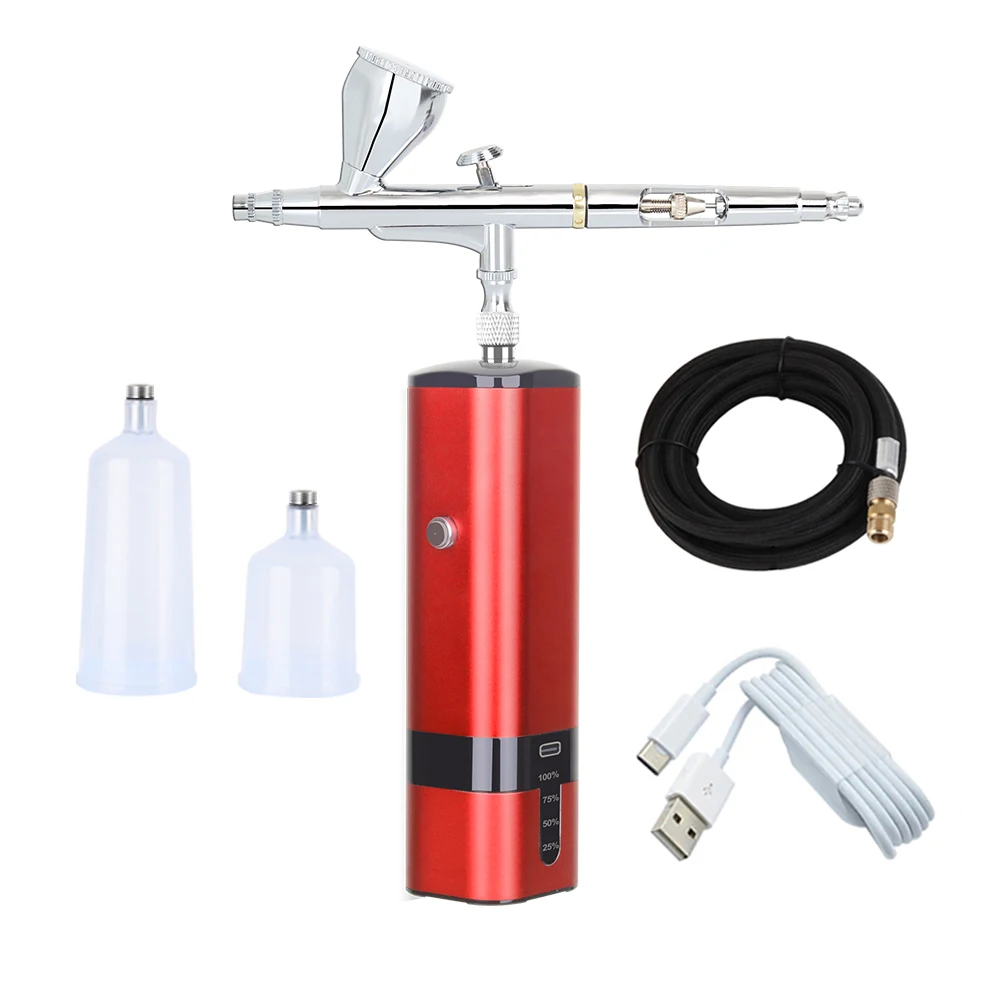 Kit Airbrush Kuas Udara Kecantikan Mini dengan Set Kompresor Pistol Semprot 0.3 MM Jarum Makeup Lukisan Seni Kuku Dekorasi Kue