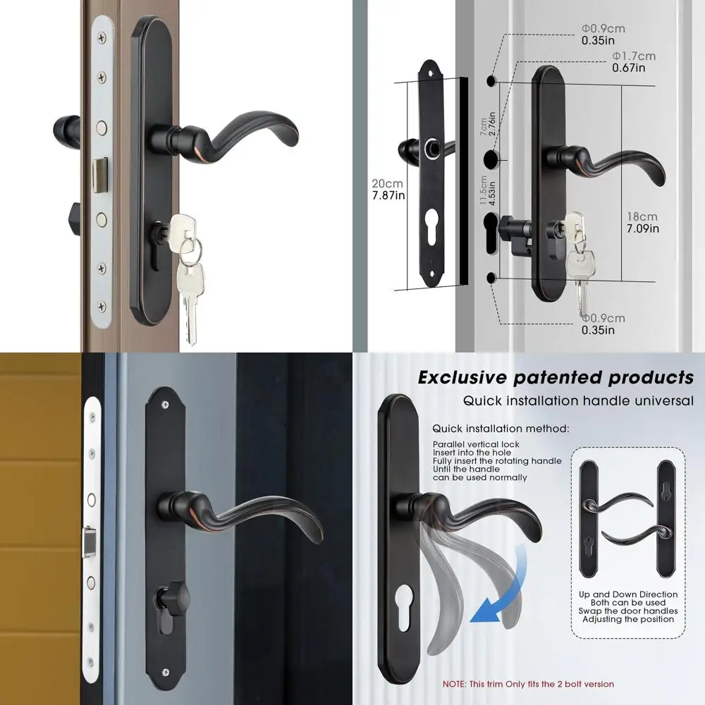 

Oil-Rubbed Bronze Storm Door Handle Set with Key and Lock Cylinder for Replacement