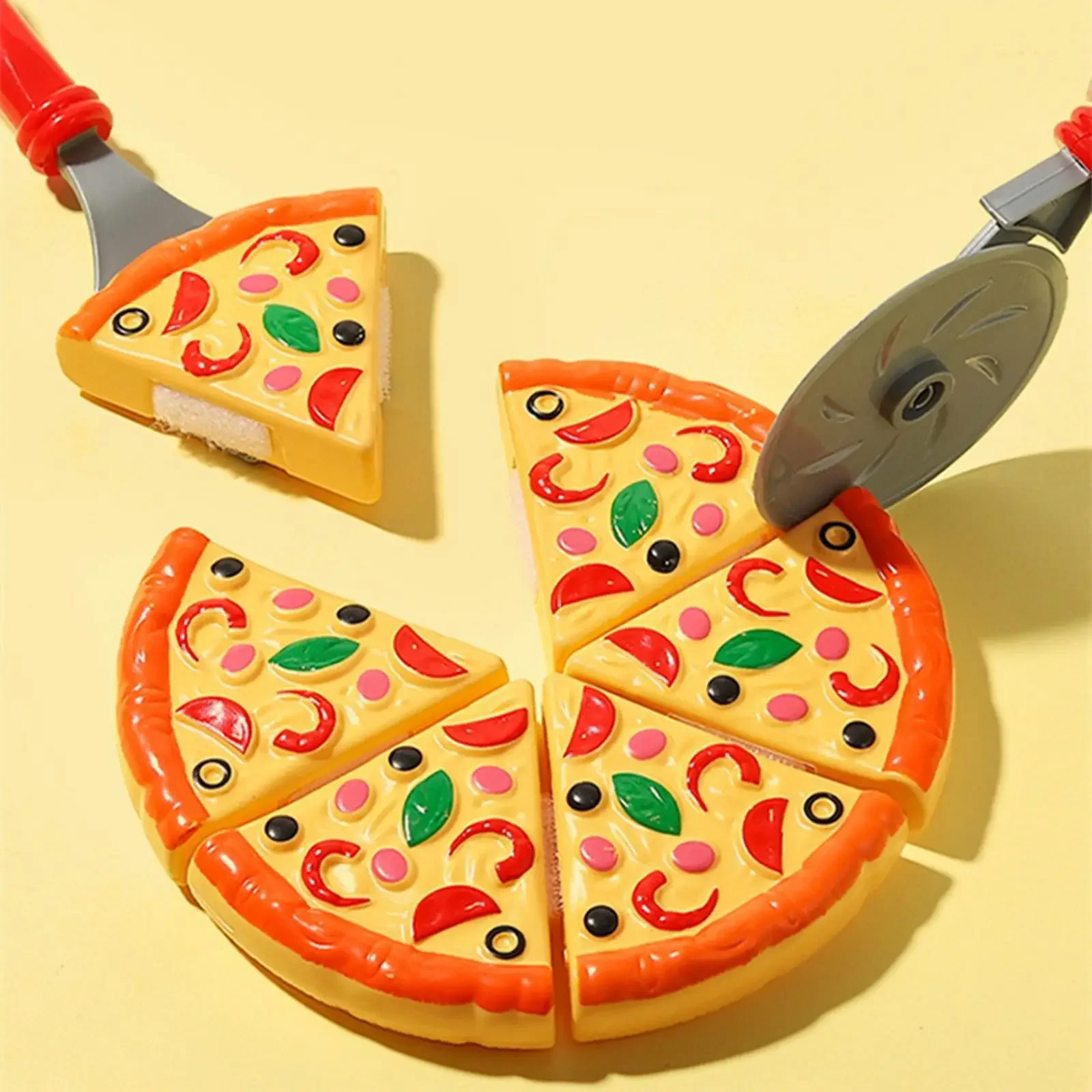 Kitchen Pretend Play Food Cooking Kitchen Toys for Girls Kids Pizza Cutting Toy Simulation Plastic Pizza Dinette Child Toy