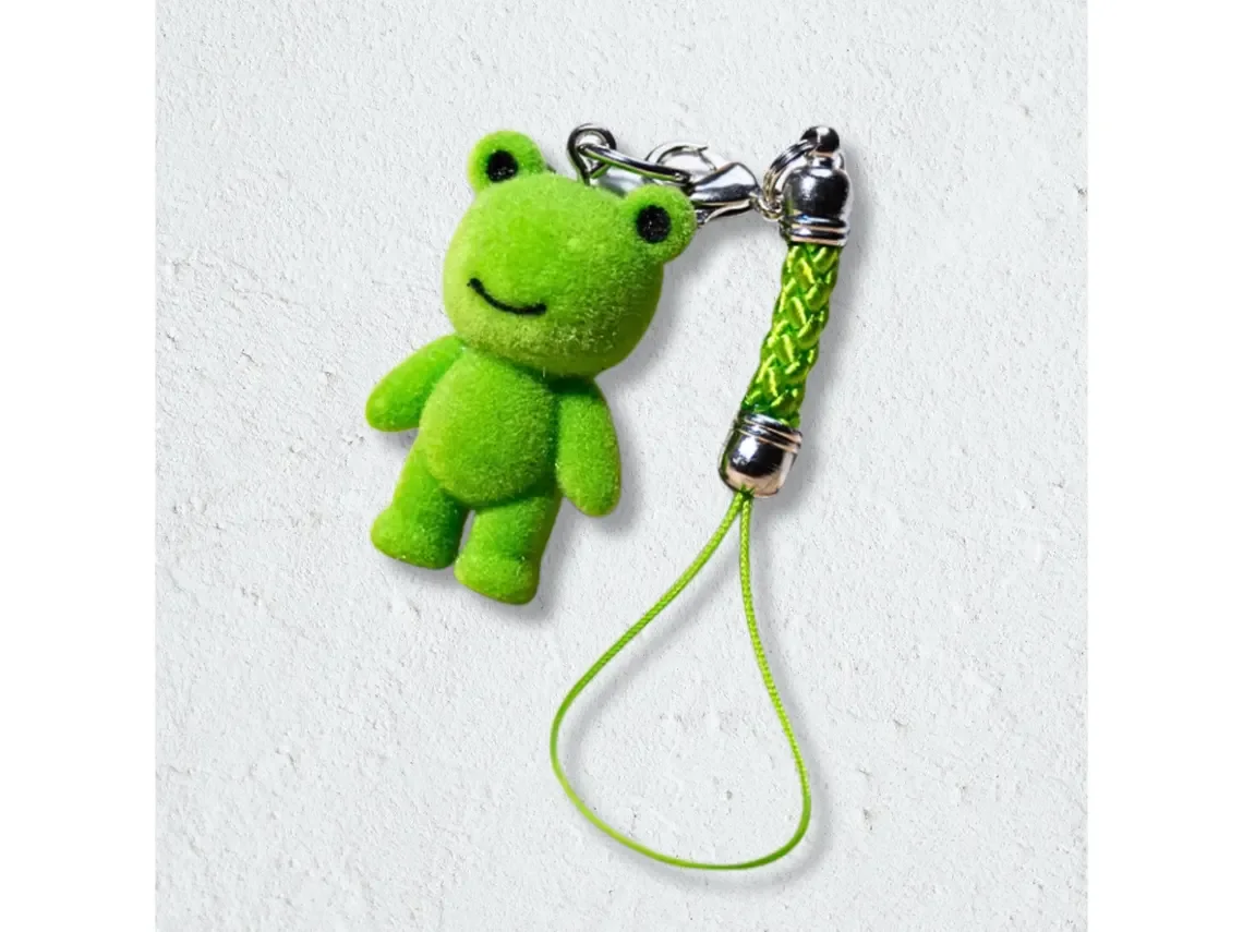 Frog mobile phone pendant mini frog green velvet velvet, mobile phone lanyard, keychain, car keychain, bag pendant