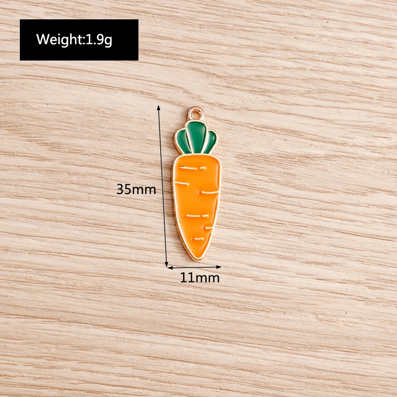 Tusember 10 Stück Niedliche Frucht-Emaille-Anhänger (Banane, Karotte, Apfel, Pfirsich, Kirsche, Erdbeere) für Schmuckherstellung, Ohrringe, Halsketten, DIY – Detail 13