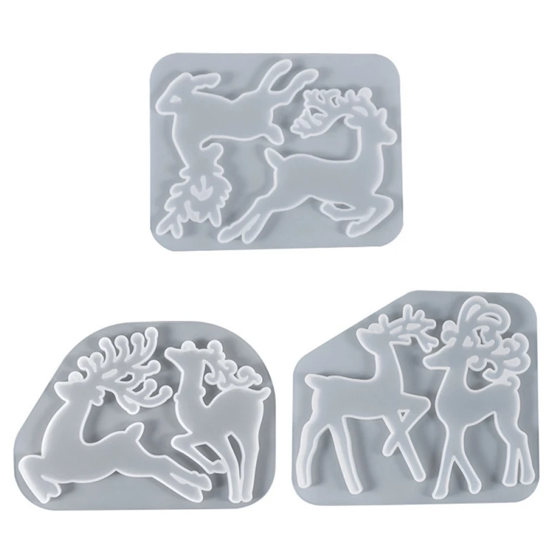 3PCS Christmas Elk Shaped Silicone Mold DIY Epoxy Resin Mold Deer Elk Mold Christmas Tree Pendant Decoration Elk Mould