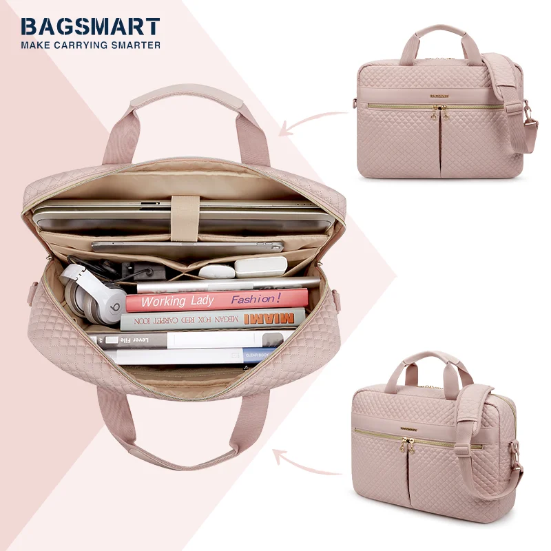 BAGSMART-Bolso para ordenador portátil de 17 pulgadas, maletín de gran capacidad para viaje de oficina o negocios