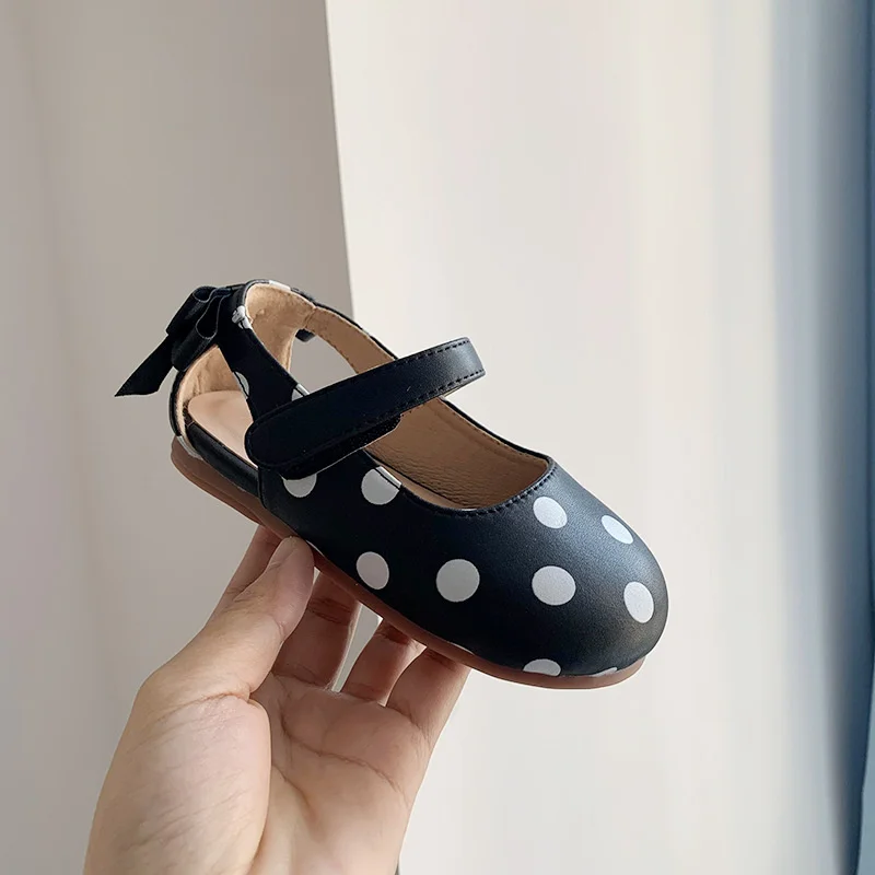

2022 Korean Children's Shoes Spring And Summer New Wispy Empty Wave Point Half Sandals Ribbon Bow Red Shallow Mouth Baby Girl's