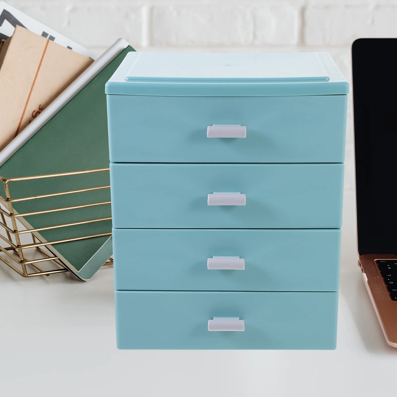 

Desktop Stationery Organizer with Drawers Multi-compartment Storage Box Plastic Tabletop Organizer for Office and Home Use