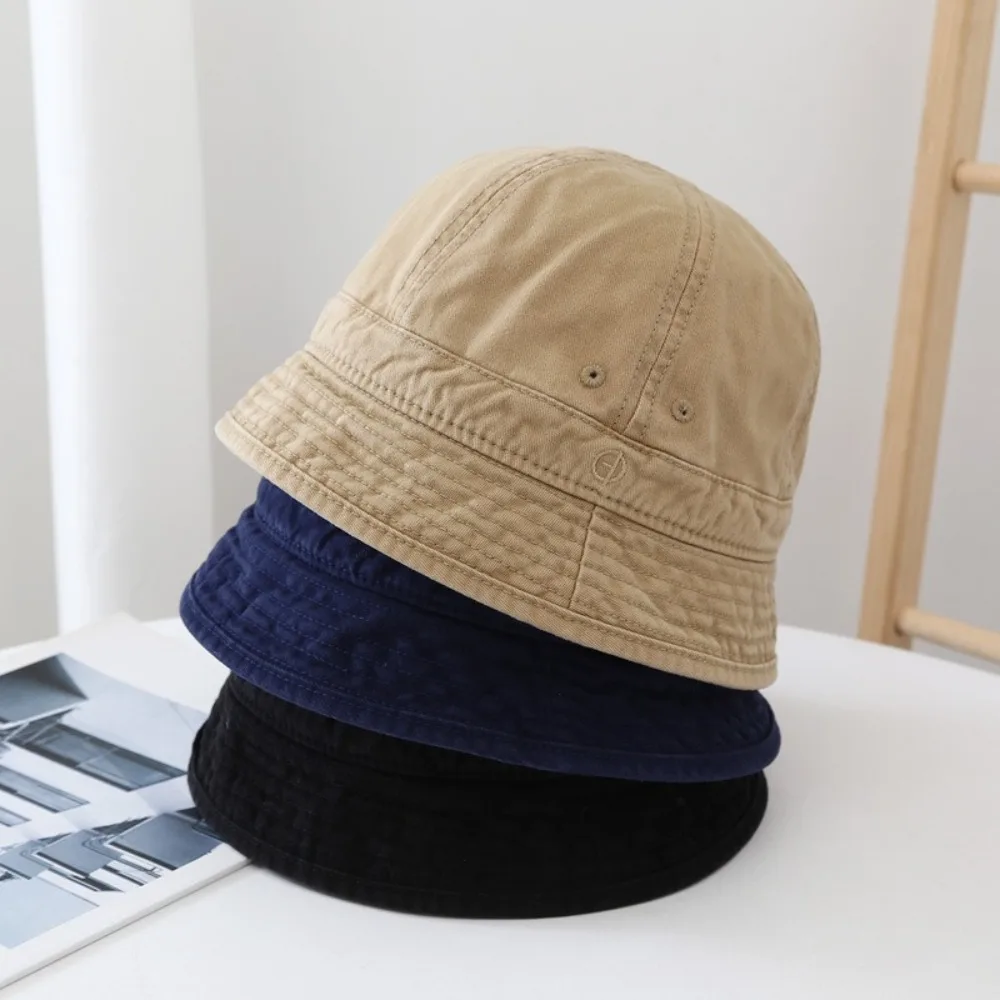 Casual Retro Bucket Hat Japanese Style Short-brim Fisherman Cap Big Head Circumference Sunshade Hat Unisex