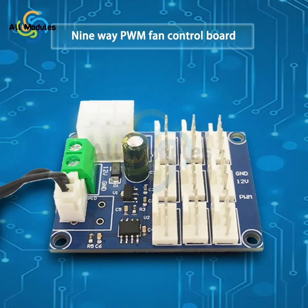 Computer case fan multi-channel speed regulator PWM speed regulation NTC 12V temperature measurement temperature control