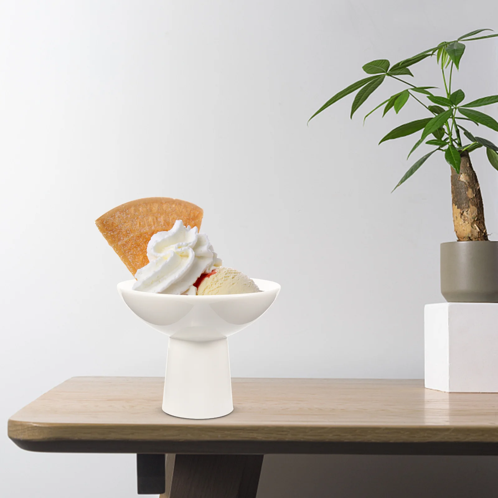 Mangkuk Keramik High Heel Palace dengan Kaki untuk Sajian Dessert, Es Krim, Buah, Camilan, Pesta Pernikahan, Ulang Tahun