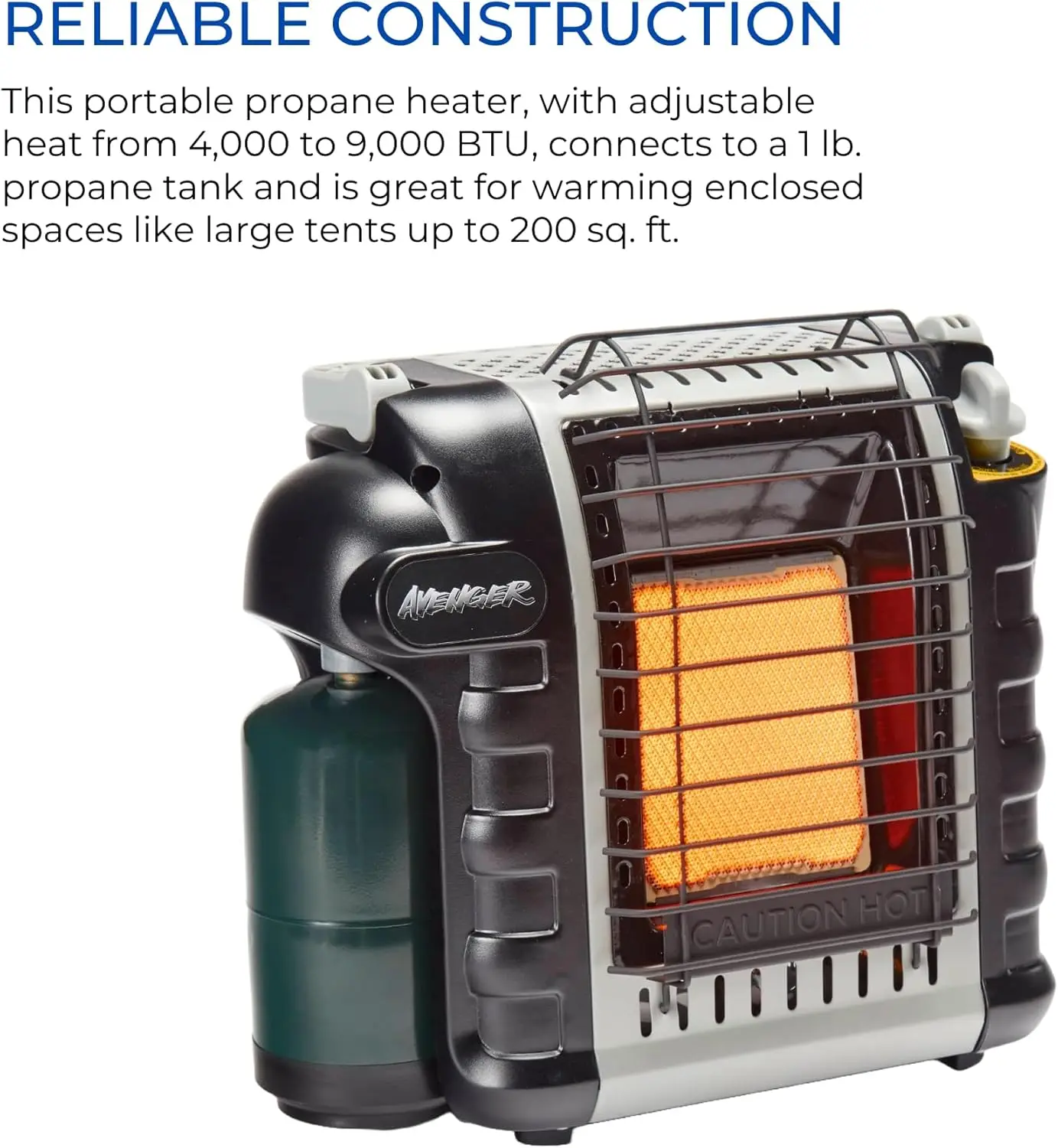 Chauffage extérieur au gaz propane infrarouge portable, fonctionne sur 1 lb, 4,000 à 9,000 BTU Propane precious-Modèle # F750PI9