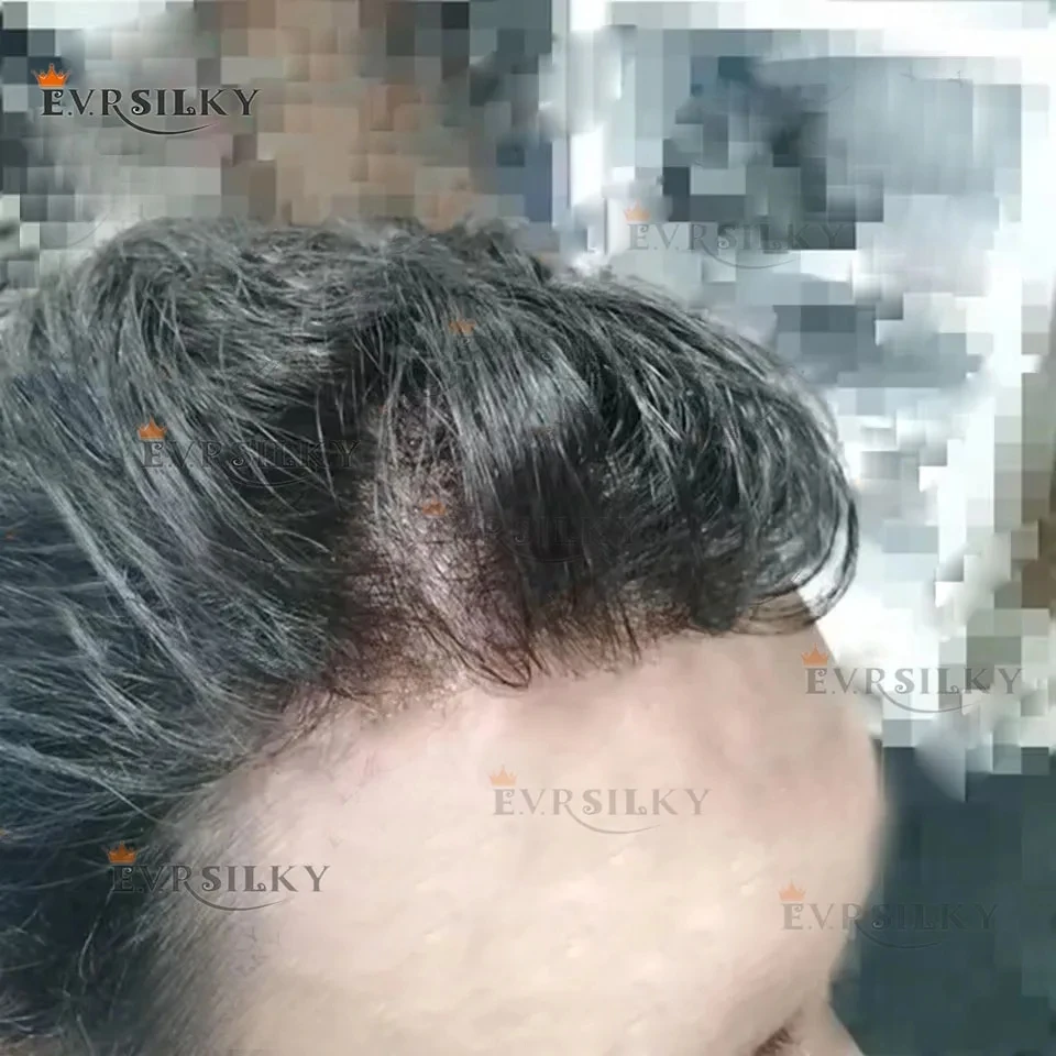 خط شعر طبيعي بني فاتح بارد # 3 # 4 # 6 الرجال الشعر المستعار دائم بولي رقيقة الجلد الذكور شعر مستعار رمادي HumanHair Microskin الشعرية الاصطناعية