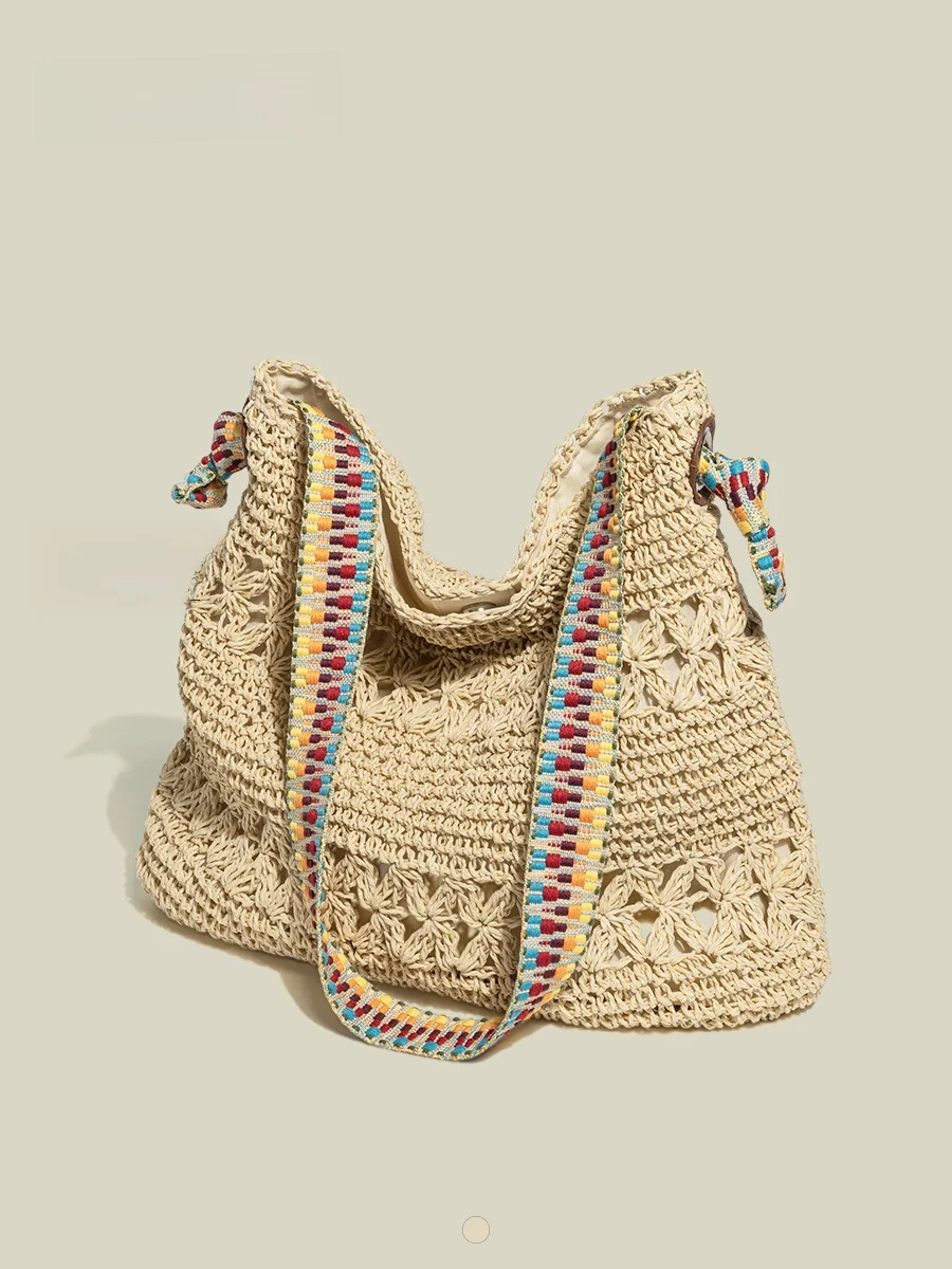 Original Doutao Large Capacity Beach Straw Weaving Bag Women's Summer Vacation Ethnic Style Casual Handbag Tote Bag