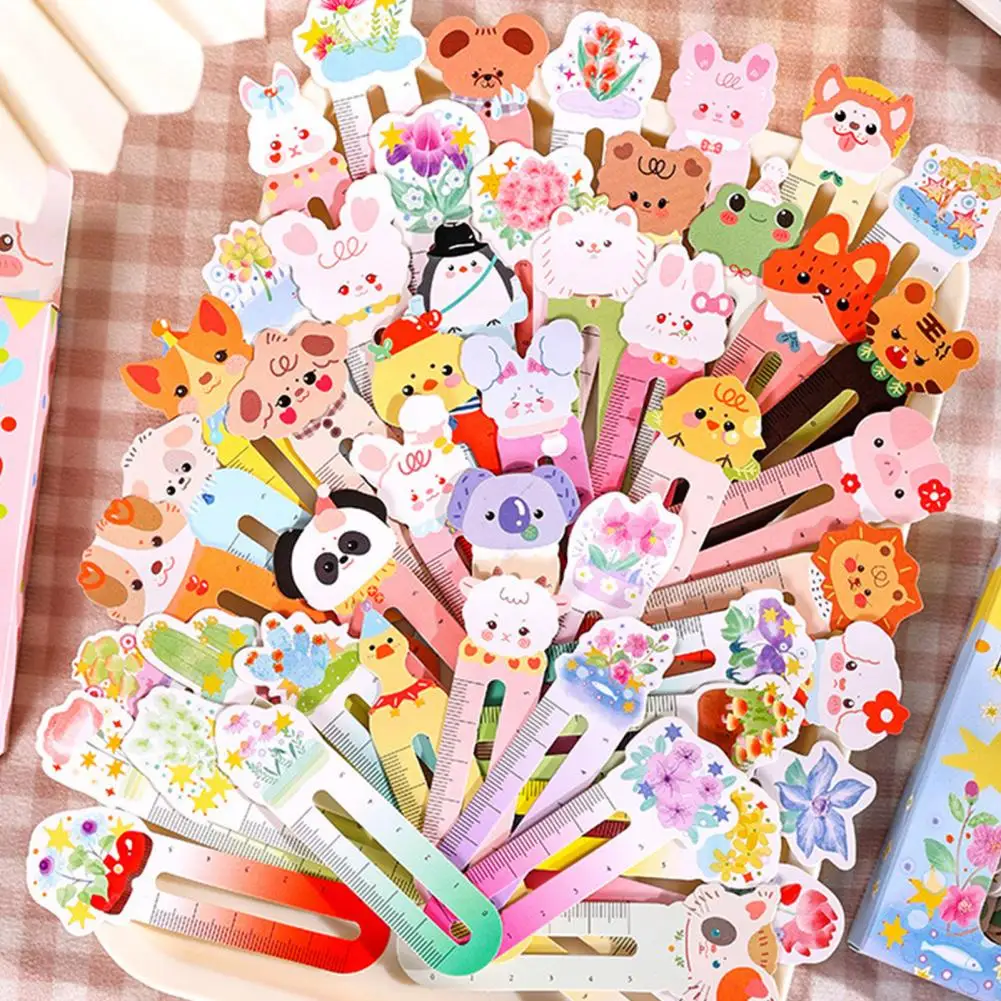 30Pcs Cartoon Animal/Flower Bookmarks for Kids Portable Cute Paper Book Paging Marker Locate Reading Progress Students Stationer