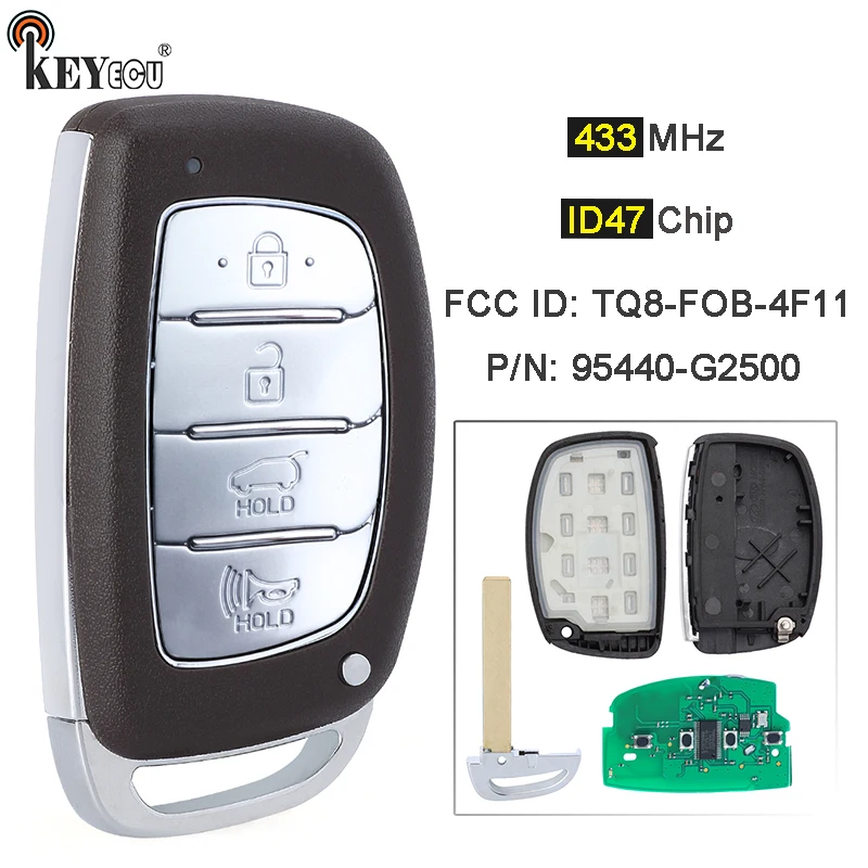 KEYECU 433MHz ID47 Chip 95440-G2500 FCC ID: TQ8-FOB-4F11 Keyless Entry Smart Remote Key Fob for Hyundai Ioniq 2019 2020 2021