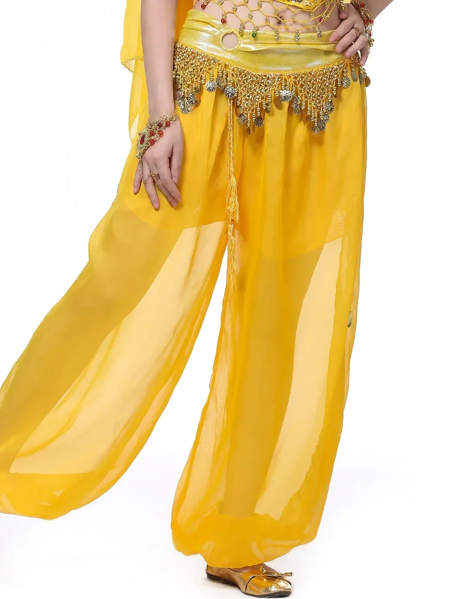 Solid Color Oriental Dancing Costume Pants Women Fantasia Jazz High Waist Belly Wear Urban Latin Clothes Chiffon Knickerbockers