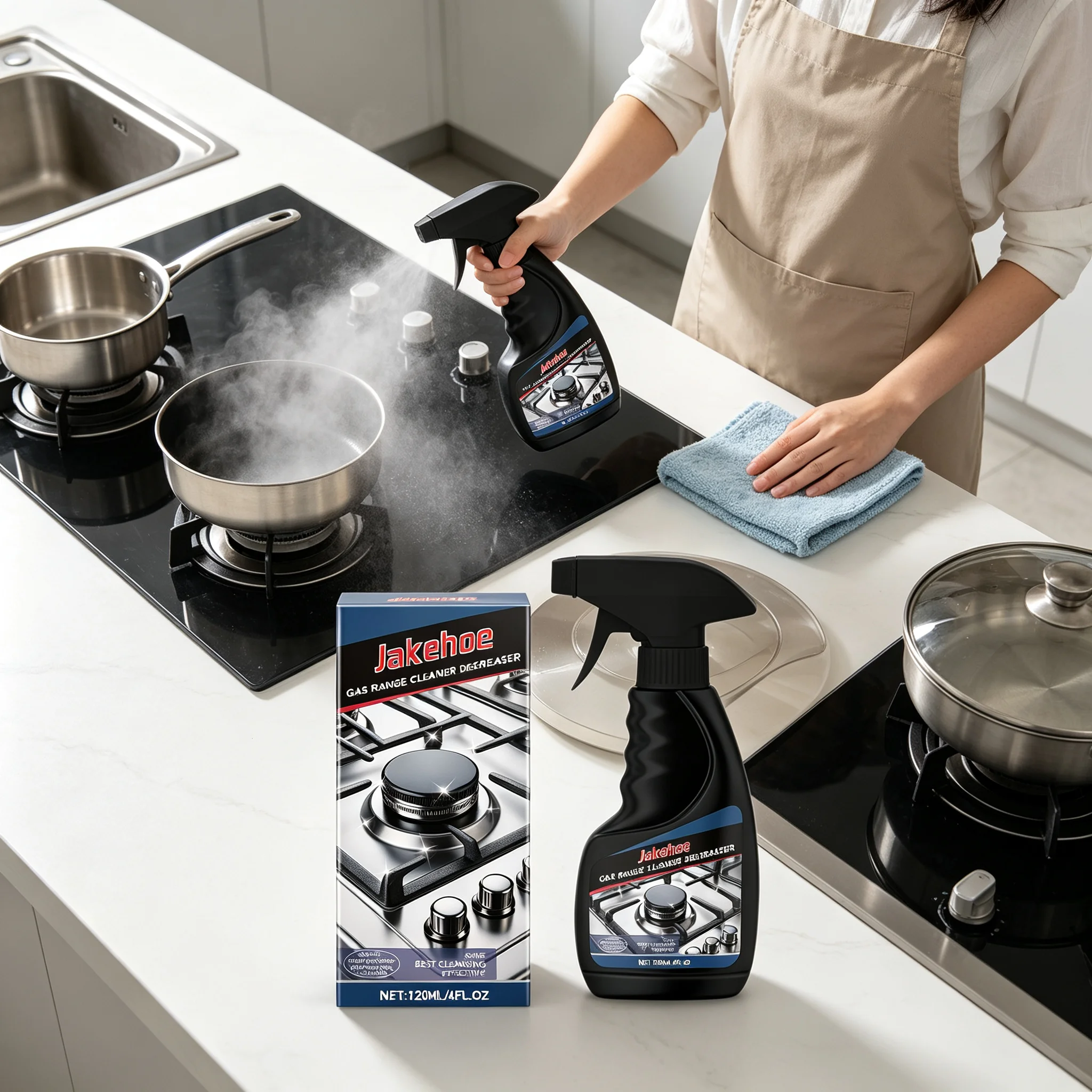 Jakehoe Gas Stove Cleaner Spray Quickly Dissolve Heavy Oil Kitchen Cooktop Clean Multipurpose Heavy Duty Kitchen Cleaner 120ml