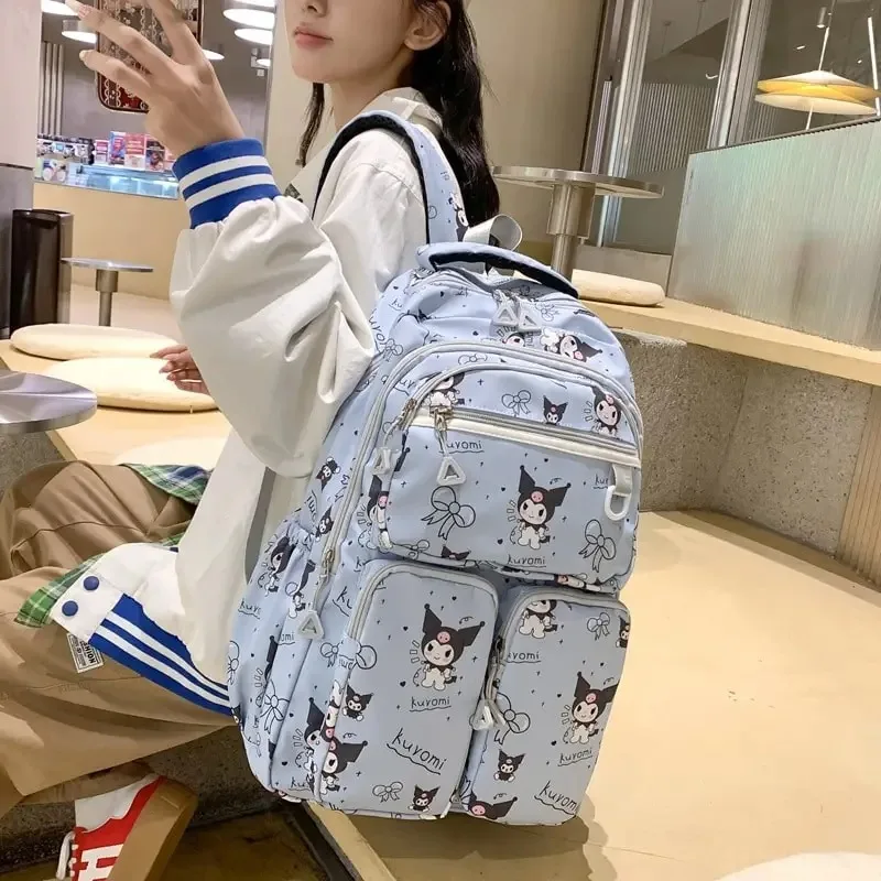 New Sanrio Cartoon Kuromi Backpack Student Large Capacity Lightweight School Bag Kawaii Cute Girls Gift