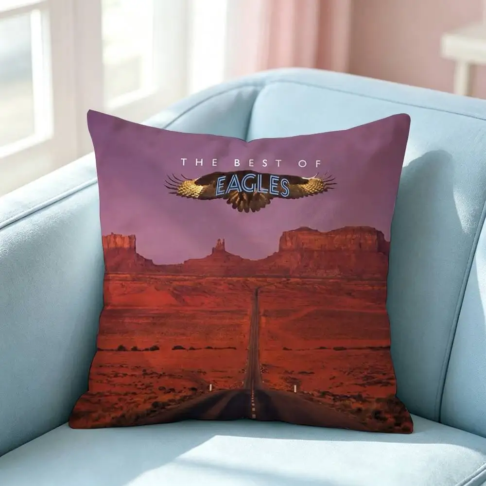 Music Legend Band E-Eagles Square Double-Sided printed Pillow Case Bedroom Bedside Pillow Sofa Cushion Cover
