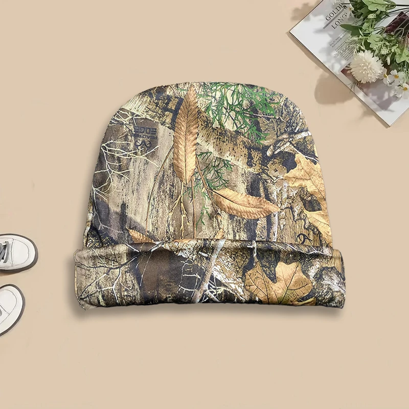 New y2k fashion item outdoor camouflage hat hip-hop pullover autumn and winter warm green camouflage hunting hat