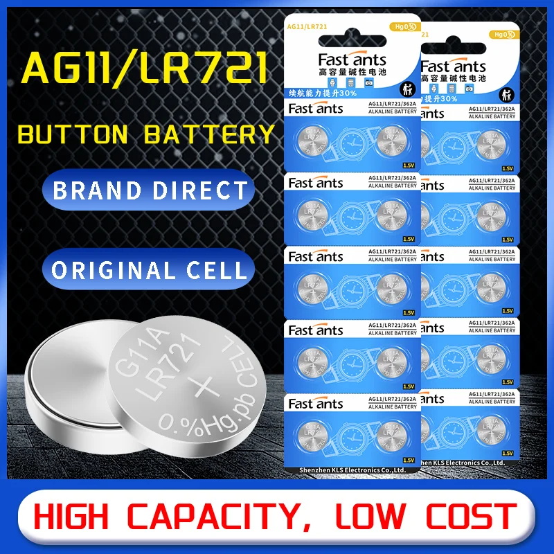 LR721 LR58 AG11 162 362A SR721SW 1.5V Coin Cell Watch Lithium Battery High Capacity Leakproof for Electronic Clock Mini Toys