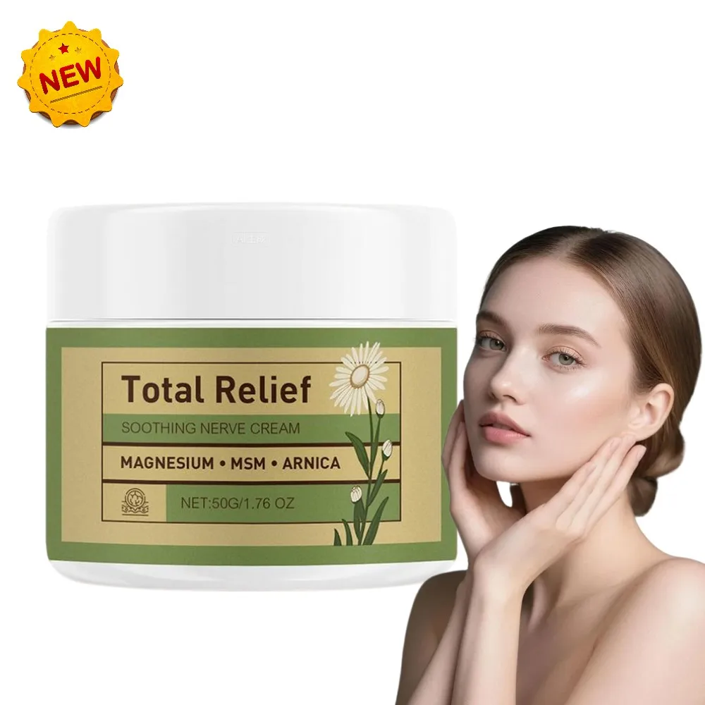Crema Calmante para los Nervios Total Relief - 50g, Manteca Corporal con Magnesio, MSM y Árnica, Humectante Suave a Base de Plantas para el Cuidado Diario de la Piel