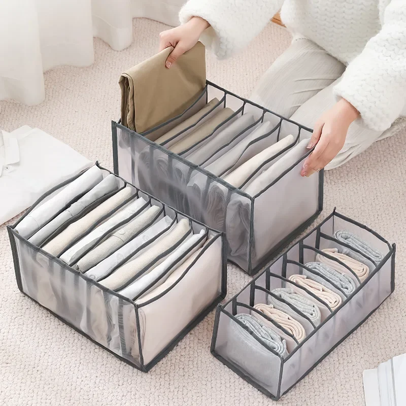 

6/7/11 Grids Jeans Storage Box Closet Wardrobe Clothes Compartment Boxes Drawer Jeans Socks Separation Organizer Pants Storage