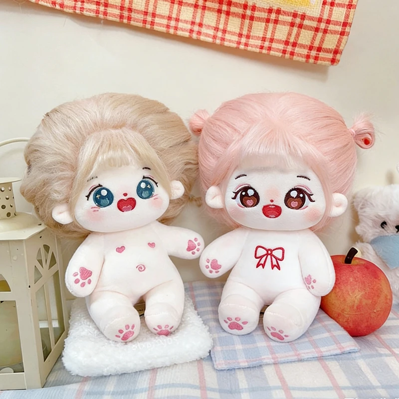 

20-сантиметровая кавайная хлопковая кукла-идол без одежды, милая плюшевая игрушка, кукла-фигурка суперзвезды со съемной одеждой, очаровательный мягкий подарок для детей