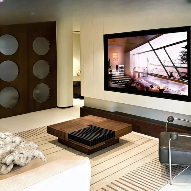 

Medieval small apartment minimalist solid wood square living room modern simplicity high-end light luxury household Italian coff