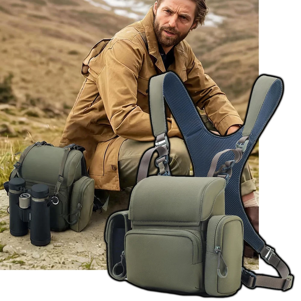 

Tactical Chest Pack Portable Waterproof Binocular Harness Bag Bino Case with Rangefinder Pocket for Hunting Birdwatching Hiking