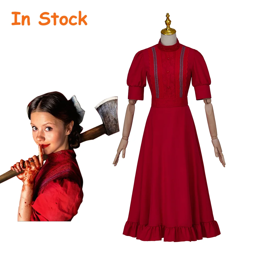 In Stock Pearl Cosplay Scary Cosplay Costume Women Red Dress Fantasy Female Outfits Women Halloween Costume Party Suit