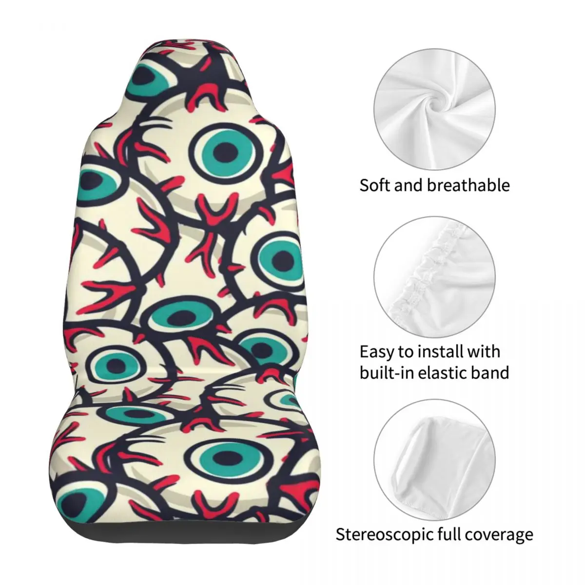 Horrible Eyes For Halloween Holiday Car Seat Cover Custom Printing Universal Front Protector Accessories Cushion Set