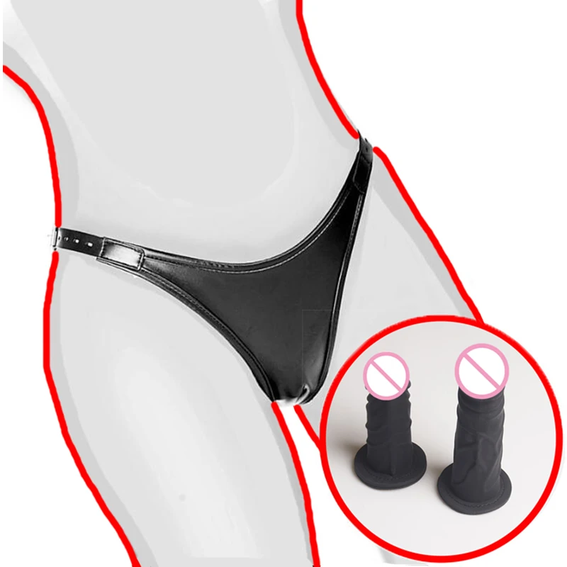 Chastity Belt Underwear Panties,Strapon Detachable Silicone Anal Butt Plug Dildo,Leather Strap on Harness,BDSM Sexy Lingerie