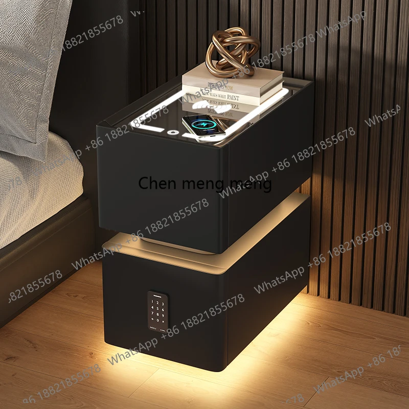 Bedside With Charging Station Side With USB Port And Socket Small Space Coffee White Bedside Table For Bedroom organizer E136