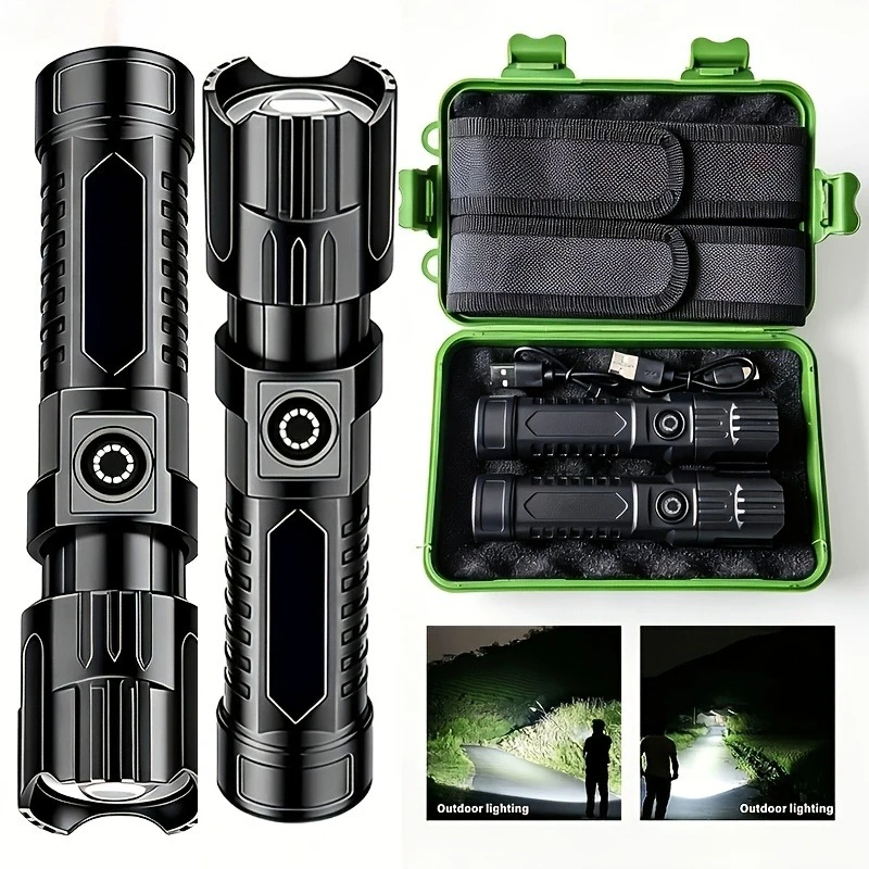 Super Bright LED Flashlight Rechargeable Tactical Zoomable Torch,Waterproof Search Light for Camping Emergency Hunting Cycling