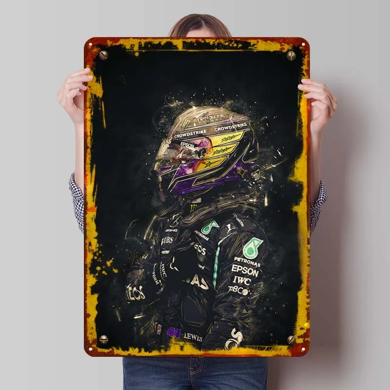 Lewis Hamilton Tinplate Sign Sports Poster Plates Custom Metal Signs for Wall Art Decoration Accessories for Home Decor Retro
