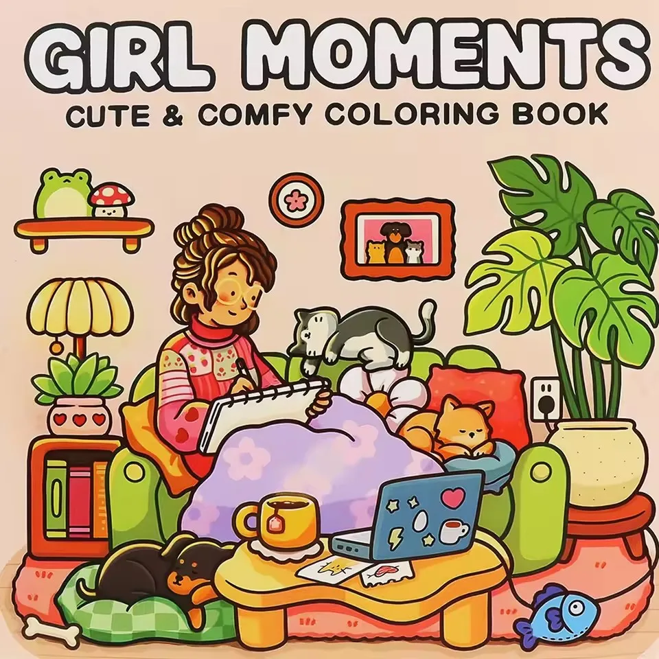 Cozy Japan: Cute Coloring Book for Adults and Teens with Charming Characters and Delightful Japanese Scenes for Relaxation