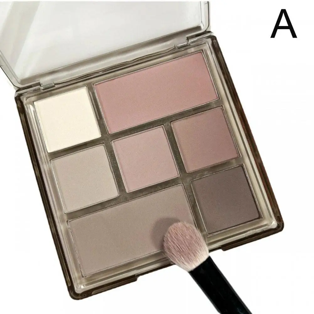 7-Color Eye Shadow Palette Waterproof Nude Earth Color Eyeshadow Rose Eyeshadow Matte Pearly Palette Glitter Pink Color E2U4